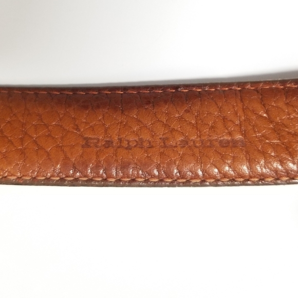 Ralph Lauren 1" Pebbled Leather  Belt with Brass Buckle & Signature Pony 36 - Picture 2 of 14